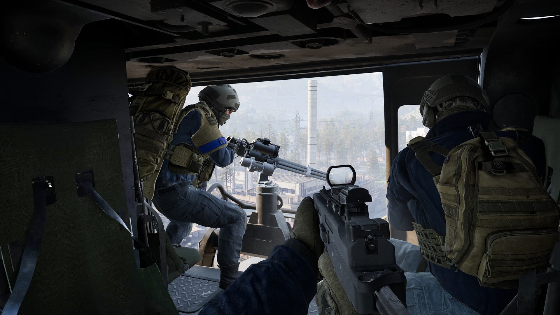 WARDOGS squad inside a transport helicopter